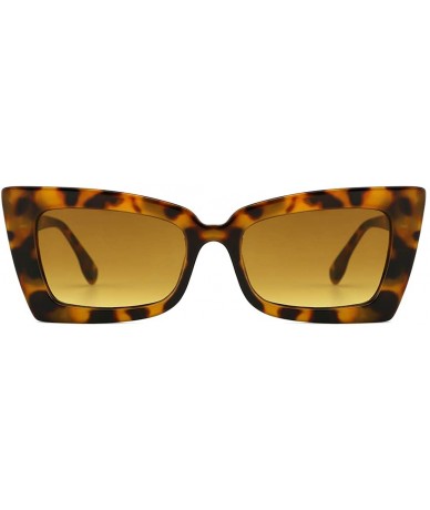 Oversized Retro Cateye Sunglasses for Women UV Protection Fashion Clout Goggles - A-leopard - CO18S5K7KKA $23.82