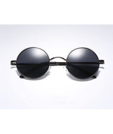 Round Classic Round Driving Polarized Glasses Retro Sunglasses for Men womens - Black/Black - C618E39NWN6 $23.22