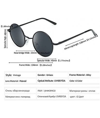 Round Classic Round Driving Polarized Glasses Retro Sunglasses for Men womens - Black/Black - C618E39NWN6 $23.22