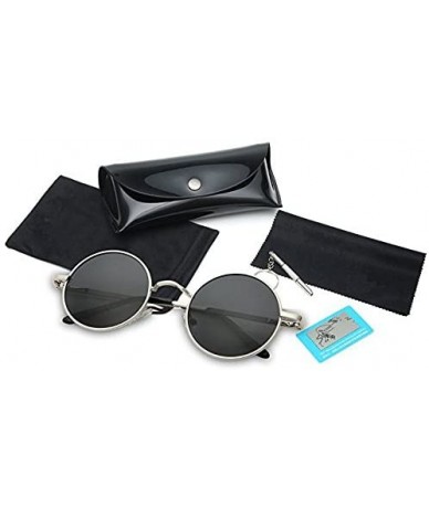 Round Classic Round Driving Polarized Glasses Retro Sunglasses for Men womens - Black/Black - C618E39NWN6 $23.22