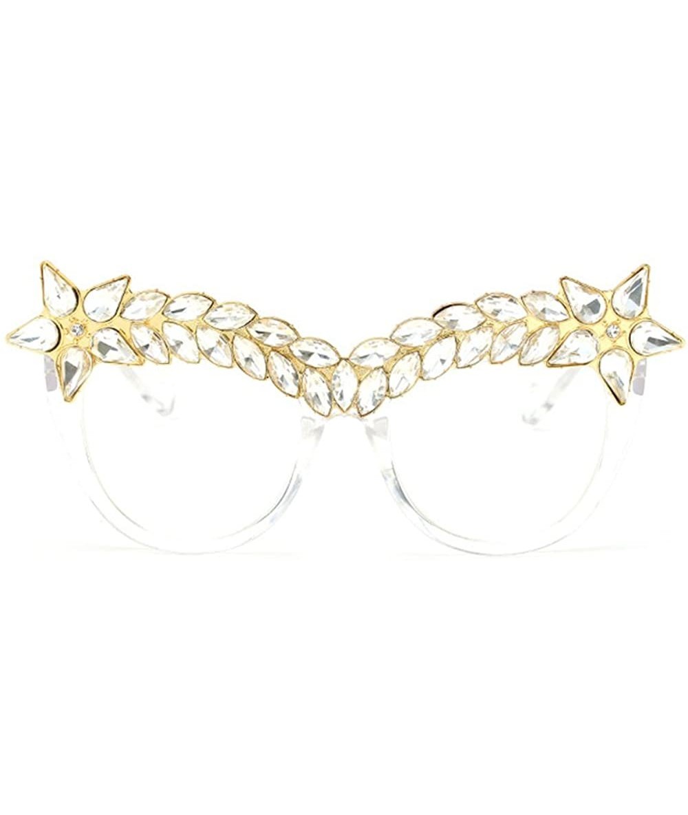 Oversized Womens Luxury Diamond Decorated Sunglasses UV400 Retro Eyeglasses - Style 06 - CS18GWRELCG $23.54