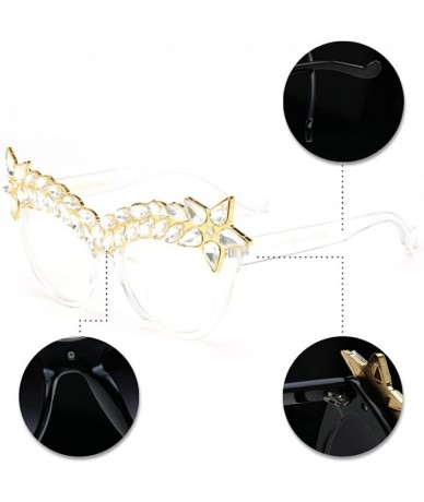 Oversized Womens Luxury Diamond Decorated Sunglasses UV400 Retro Eyeglasses - Style 06 - CS18GWRELCG $23.54