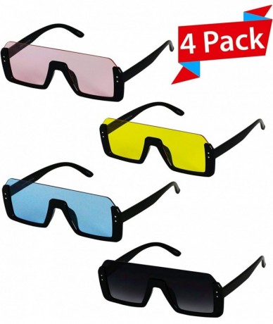 Rectangular Retro Shield Rectangular Lens Upside Down Half Rim Sunglasses for Women and Men - CE18R7SCGMN $61.12