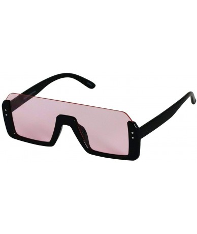 Rectangular Retro Shield Rectangular Lens Upside Down Half Rim Sunglasses for Women and Men - CE18R7SCGMN $61.12