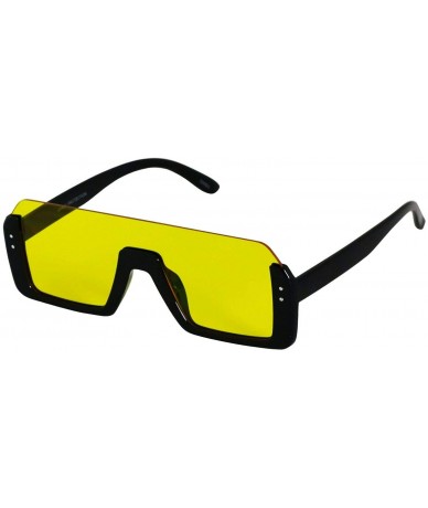 Rectangular Retro Shield Rectangular Lens Upside Down Half Rim Sunglasses for Women and Men - CE18R7SCGMN $61.12