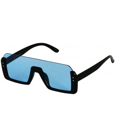 Rectangular Retro Shield Rectangular Lens Upside Down Half Rim Sunglasses for Women and Men - CE18R7SCGMN $61.12