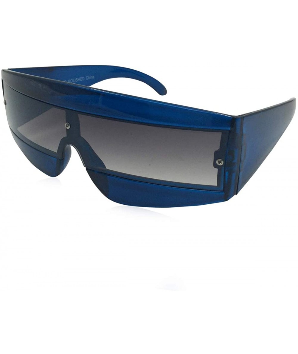 Shield Oversize Techno Eye Shield Protection Sunglasses - Blue - CM18IGHHNYC $19.23