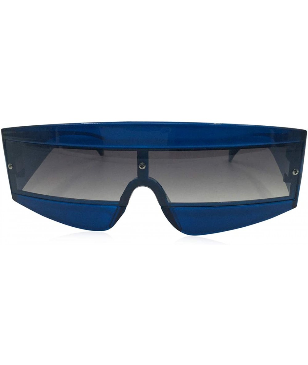 Oversize Techno Eye Shield Protection Sunglasses - Blue - CM18IGHHNYC