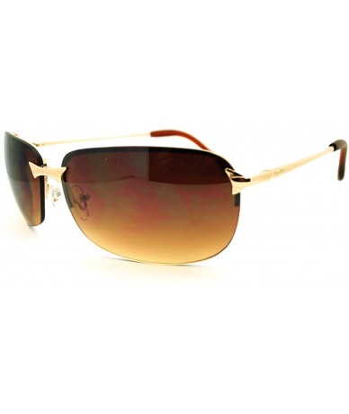 Rectangular Mens Classic Sunglasses Rimless Rectangular Lite Metal Frame - Gold - C718609INUX $18.17