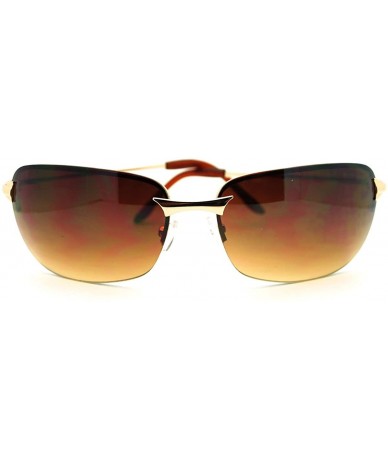 Rectangular Mens Classic Sunglasses Rimless Rectangular Lite Metal Frame - Gold - C718609INUX $18.17