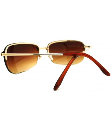 Rectangular Mens Classic Sunglasses Rimless Rectangular Lite Metal Frame - Gold - C718609INUX $18.17