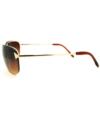 Rectangular Mens Classic Sunglasses Rimless Rectangular Lite Metal Frame - Gold - C718609INUX $18.17