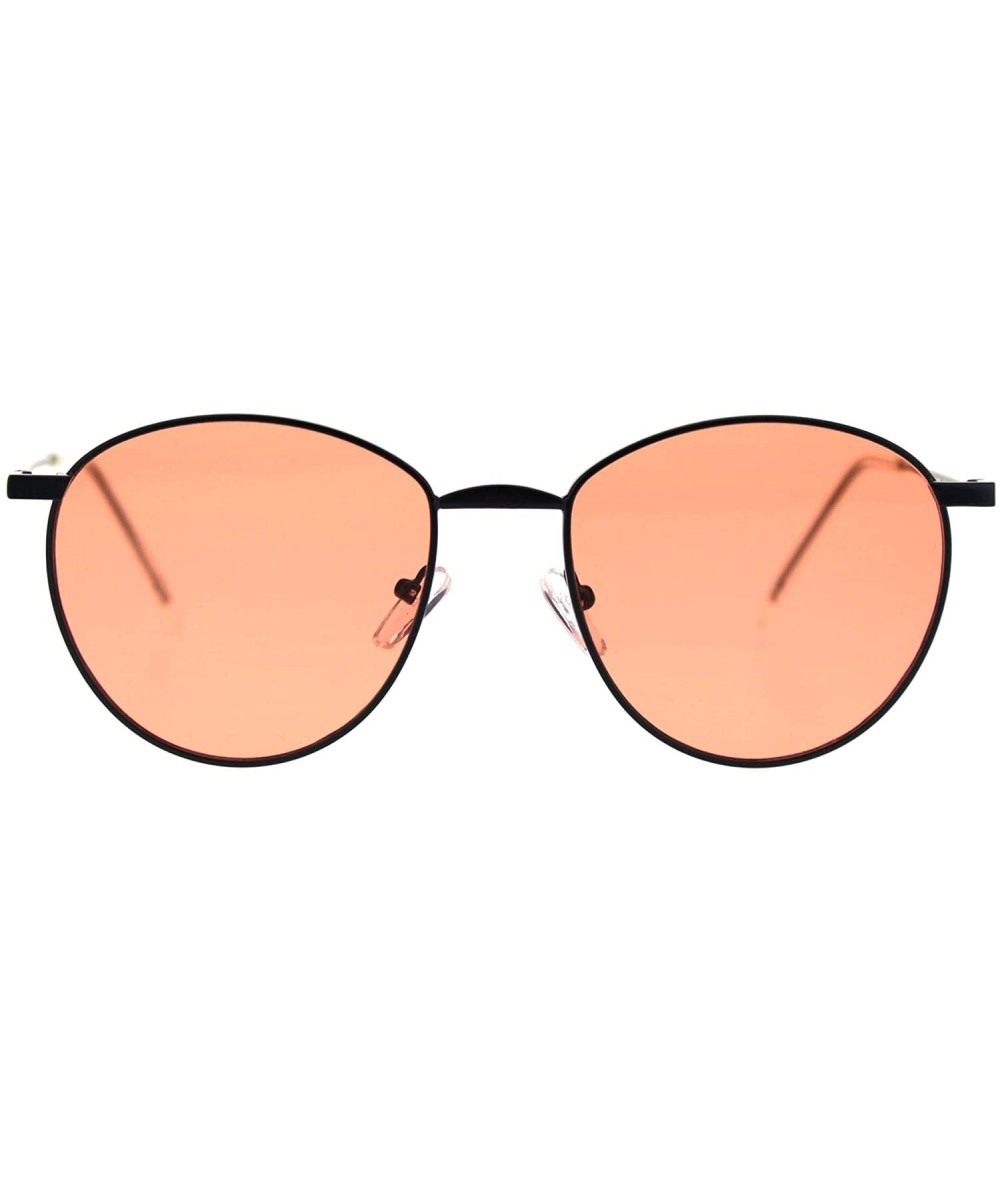 Round Round Oval Sunglasses Vintage Unisex Fashion Thin Metal Frame Flat Lens - Black (Crimson) - CC18YWS79LK $24.05