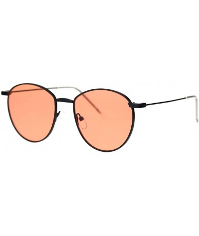 Round Round Oval Sunglasses Vintage Unisex Fashion Thin Metal Frame Flat Lens - Black (Crimson) - CC18YWS79LK $24.05