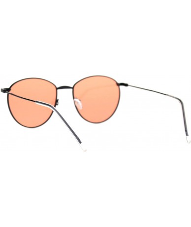 Round Round Oval Sunglasses Vintage Unisex Fashion Thin Metal Frame Flat Lens - Black (Crimson) - CC18YWS79LK $24.05