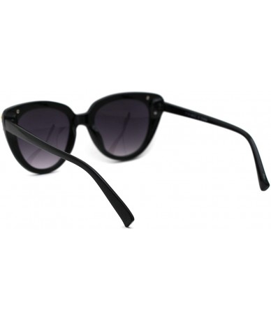 Cat Eye Womens Large Rhinestone Jewel Thick Plastic Cat Eye Sunglasses - Black Smoke - C018WHCLMH7 $22.80