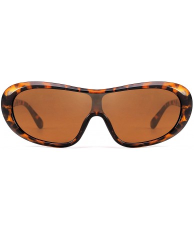 Goggle Women Classic Oval Sunglasses One Piece Design Clout Glasses B2579 - 04 Leopard Brown - C01960GGR98 $20.75