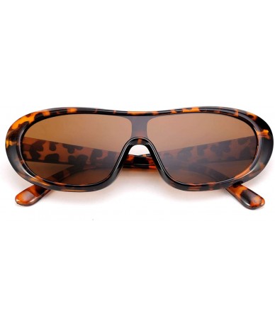 Goggle Women Classic Oval Sunglasses One Piece Design Clout Glasses B2579 - 04 Leopard Brown - C01960GGR98 $20.75