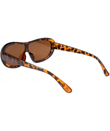 Goggle Women Classic Oval Sunglasses One Piece Design Clout Glasses B2579 - 04 Leopard Brown - C01960GGR98 $20.75