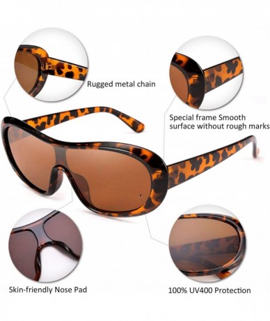 Goggle Women Classic Oval Sunglasses One Piece Design Clout Glasses B2579 - 04 Leopard Brown - C01960GGR98 $20.75