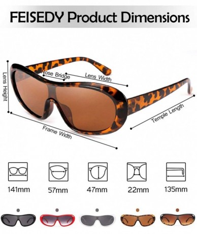 Goggle Women Classic Oval Sunglasses One Piece Design Clout Glasses B2579 - 04 Leopard Brown - C01960GGR98 $20.75