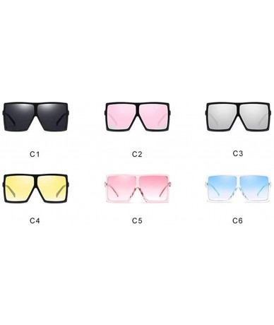 Square Oversize Women Sunglasses 2020 Brand Designer Women Men Large Flat Top Square Transparent Frame Oculos UV400 - CS198NA...