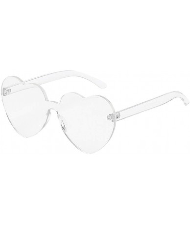 Rectangular Heart Shaped Rimless Sunglasses Transparent Candy Color Frameless Glasses - Clear - CG190O7AXAM $17.94