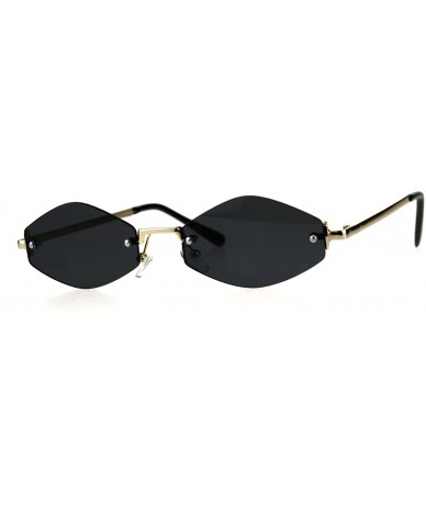 Rimless Mens Diamond Hippie Groovy Pimp Rimless Metal Retro Sunglasses - Gold Black - CC18CGNZHXH $22.38