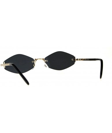 Rimless Mens Diamond Hippie Groovy Pimp Rimless Metal Retro Sunglasses - Gold Black - CC18CGNZHXH $22.38