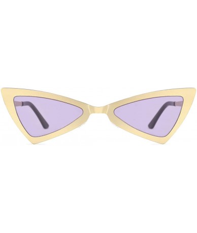 Cat Eye Vintage Cat Eye Sunglasses Triangle Shape for Women Designer Tinted Lenses Metal Frame - Purple-gold - CA18T45NIWN $3...