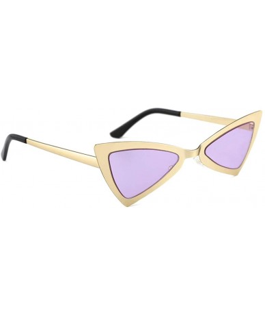 Cat Eye Vintage Cat Eye Sunglasses Triangle Shape for Women Designer Tinted Lenses Metal Frame - Purple-gold - CA18T45NIWN $3...