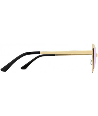 Cat Eye Vintage Cat Eye Sunglasses Triangle Shape for Women Designer Tinted Lenses Metal Frame - Purple-gold - CA18T45NIWN $3...