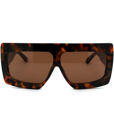 Oversized Retro Thick Plastic Flat Top Robotic Shield Sunglasses - Tortoise Brown - C718UWM05I9 $18.24