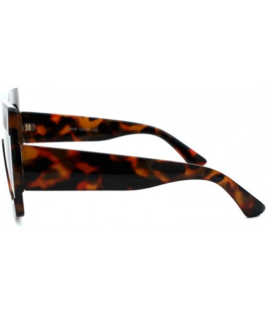 Oversized Retro Thick Plastic Flat Top Robotic Shield Sunglasses - Tortoise Brown - C718UWM05I9 $18.24