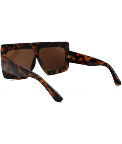 Oversized Retro Thick Plastic Flat Top Robotic Shield Sunglasses - Tortoise Brown - C718UWM05I9 $18.24