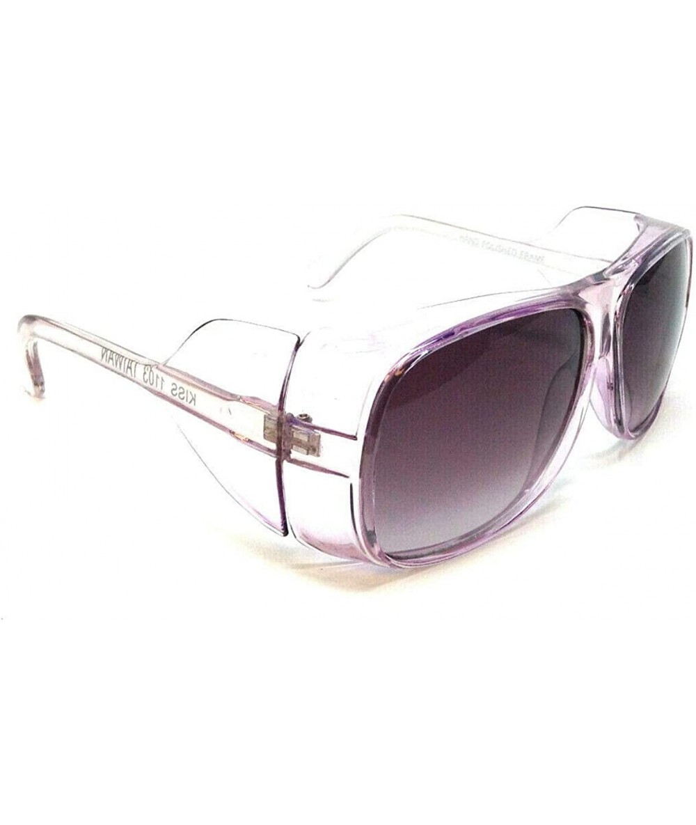 Shield Crystal Gazelle Oversized Goggle Side Shield Square Sunglasses - Crystal Purple Frame - C218WNII59T $18.50