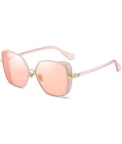 Square 2019 Summer Style Oversized Sun Glasses for Women Metal Frame Gradient Candy Colors Punk Sunglasses - Pink - CK18NANZN...