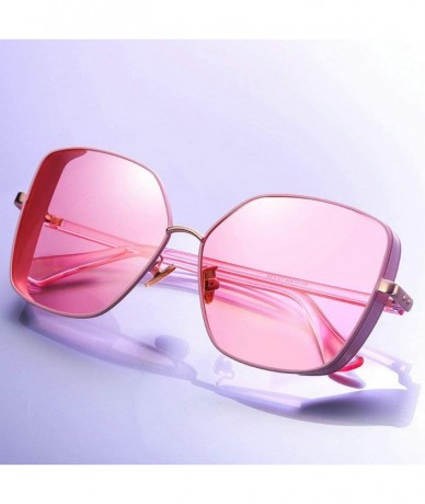 Square 2019 Summer Style Oversized Sun Glasses for Women Metal Frame Gradient Candy Colors Punk Sunglasses - Pink - CK18NANZN...