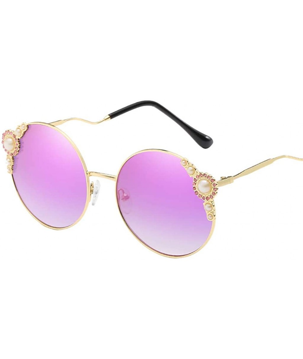 Round Women Vintage Eye Sunglasses Retro Eyewear Fashion Radiation Protection - Purple - C218TR26Q6N $13.97