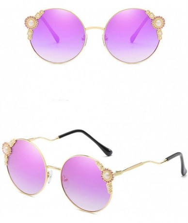 Round Women Vintage Eye Sunglasses Retro Eyewear Fashion Radiation Protection - Purple - C218TR26Q6N $13.97