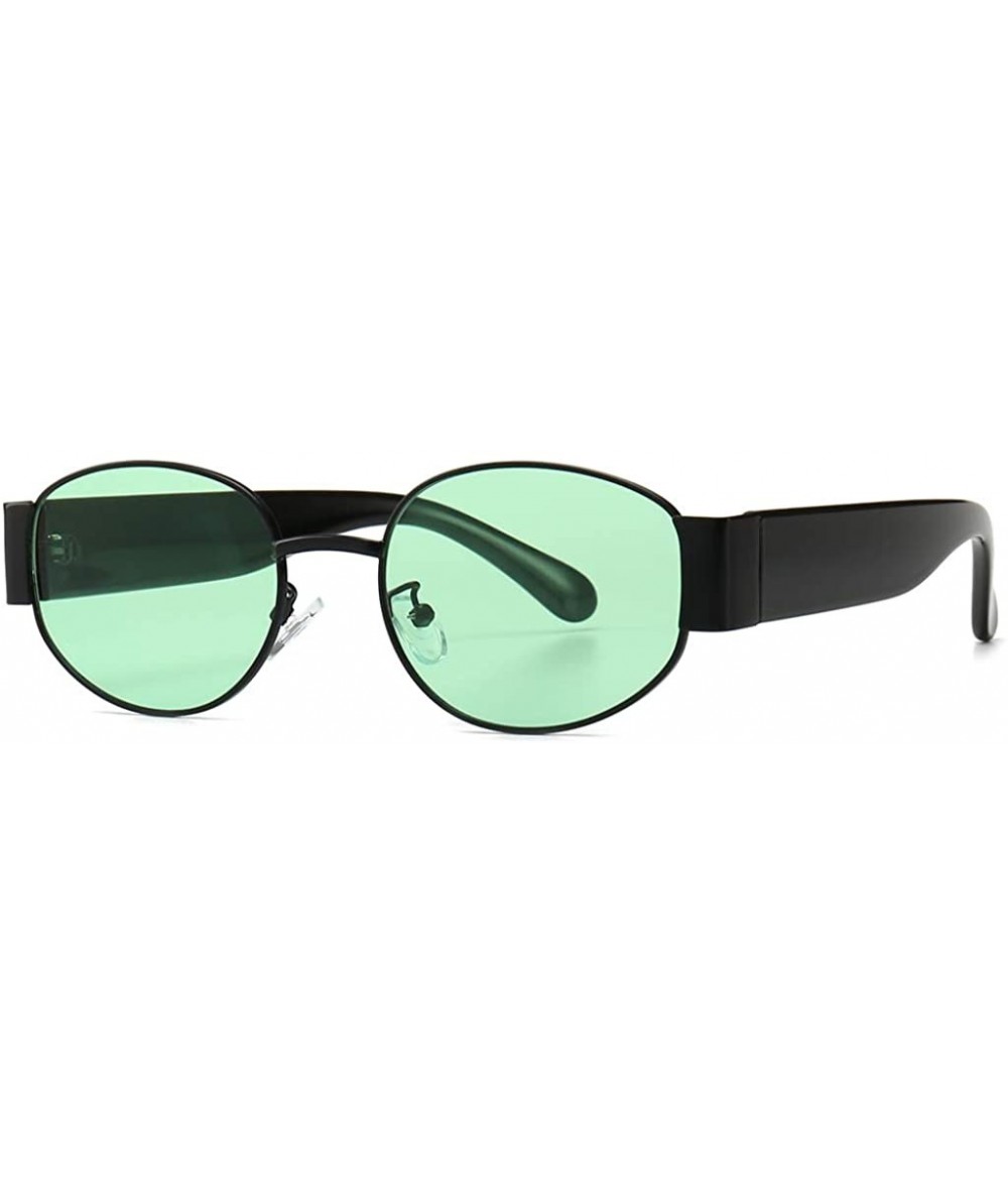 Oval Womans Oval Sunglasses Men Steampunk Ladies Retro Eyewear Metal Frame Summer - Green Lens - CU18SXR3GR3 $20.87