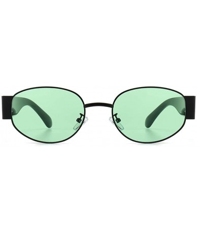 Oval Womans Oval Sunglasses Men Steampunk Ladies Retro Eyewear Metal Frame Summer - Green Lens - CU18SXR3GR3 $20.87