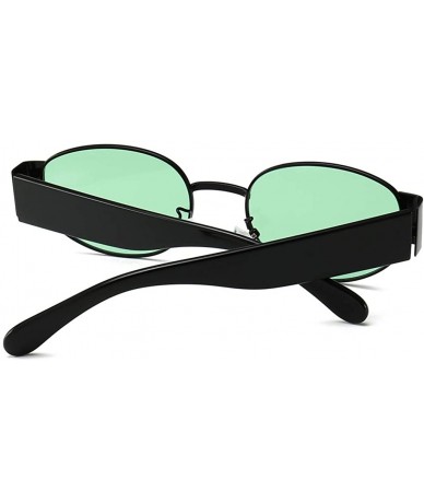 Oval Womans Oval Sunglasses Men Steampunk Ladies Retro Eyewear Metal Frame Summer - Green Lens - CU18SXR3GR3 $20.87