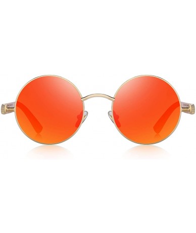 Round Gothic Steampunk Sunglasses for Women Men Round Lens Metal Frame S567 - Red Mirror - CU17XE70OI8 $26.35