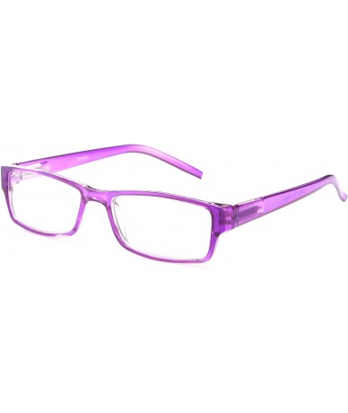 Square Unisex Full Translucent Beautiful Colors Spring Temple Fashion Clear Lens Glasses - Purple - CW11G6GSYV1 $18.08