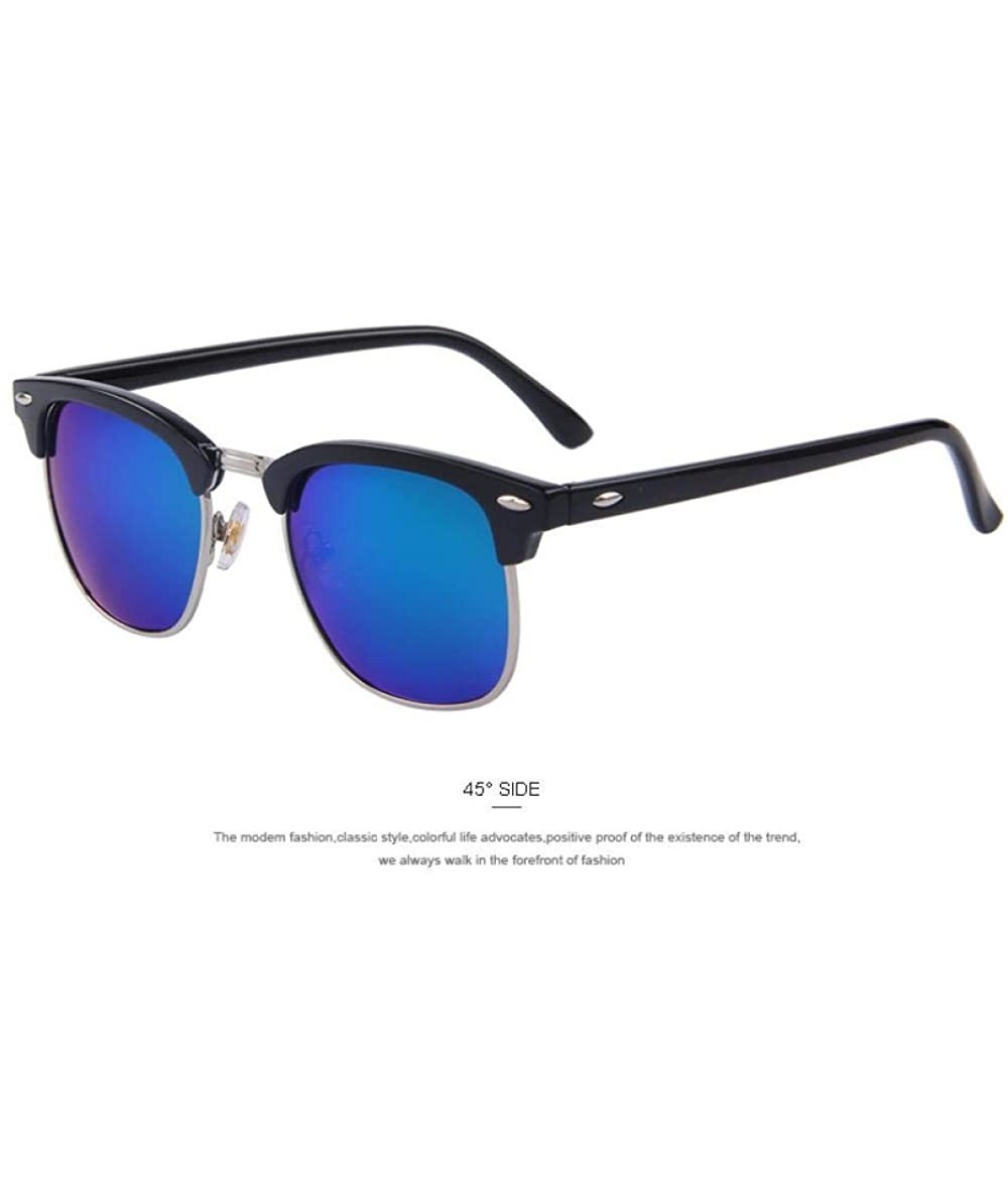 Aviator Men Retro Rivet Polarized Sunglasses Classic Brand Designer Unisex C01 Black - C04 Green - CA18XDWXSDS $20.92