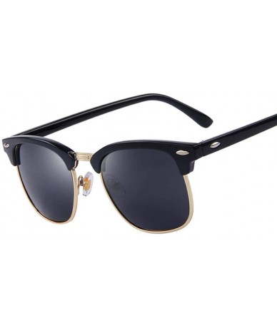 Aviator Men Retro Rivet Polarized Sunglasses Classic Brand Designer Unisex C01 Black - C04 Green - CA18XDWXSDS $20.92