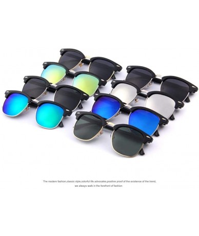 Aviator Men Retro Rivet Polarized Sunglasses Classic Brand Designer Unisex C01 Black - C04 Green - CA18XDWXSDS $20.92