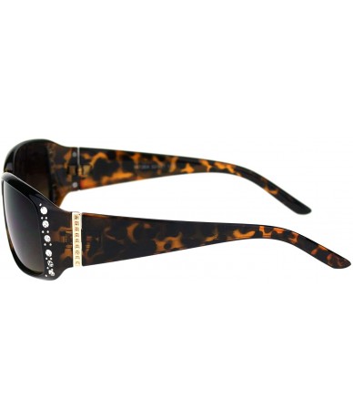 Rectangular Rhinestone Studded Womens Narrow Rectangular 90s Plastic Sunglasses - Tortoise Brown - C418R353ZH0 $18.90