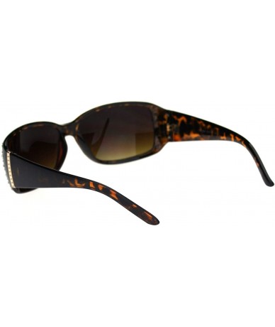 Rectangular Rhinestone Studded Womens Narrow Rectangular 90s Plastic Sunglasses - Tortoise Brown - C418R353ZH0 $18.90